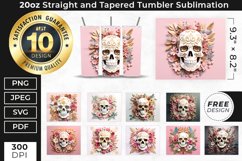 Floral Skull 3D Tumbler Wrap Bundle | 3D Sublimation Wrap Product Image 1