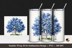 Blue Trees Tumbler Wrap Sublimation Design 1 Product Image 1