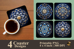 Geometric Mandala Coaster Sublimation Design Product Image 1