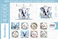 Elephant 3D Tumbler Wrap Bundle | 3D Animal Sublimation Wrap Product Image 1