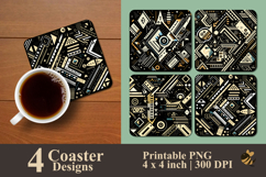 Abstract Art Geometry Coaster Sublimation Design Product Image 1