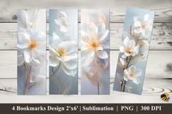 White Magnolia Bookmarks Sublimation Design Product Image 1