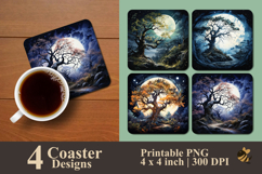 Full Moon At Night Coaster Sublimation Design Product Image 1