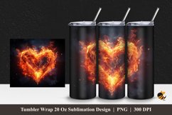 Flame Heart Tumbler Wrap Sublimation Design 1 Product Image 1