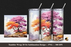 Colorful Tree Tumbler Wrap Sublimation Design 1 Product Image 1