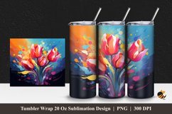 Tulip Flower Tumbler Wrap Sublimation Design 1 Product Image 1
