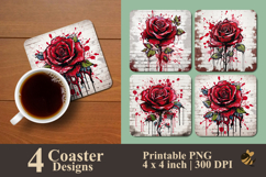 Cranberry Rose Coaster Sublimation Design Product Image 1