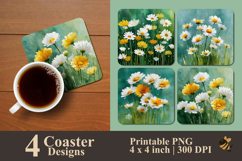 Sunny Field Of Daisies Coaster Sublimation Design Product Image 1