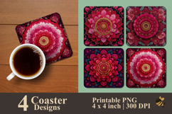 Mandala Floral Coaster Sublimation Design Product Image 1