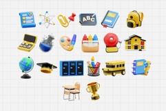 3D School Supplies Set Product Image 2