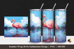 Painting Flamingo Tumbler Wrap Sublimation Design 1 Product Image 1