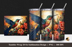 Bird and Flower Tumbler Wrap Sublimation Design 1 Product Image 1
