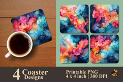 Alcohol Ink Fluid Art Coaster Sublimation Design Product Image 1
