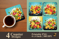 Summer Fruits Coaster Sublimation Design Product Image 1