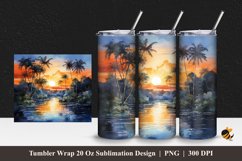 Sunset River Tumbler Wrap Sublimation Design 1 Product Image 1