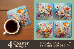 Wild Bloom Harmony Coaster Sublimation Design Product Image 1