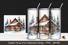 Winter House Tumbler Wrap Sublimation Design 1 Product Image 1