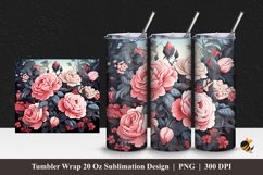 Dark Grey Rose Tumbler Wrap Sublimation Design 1 Product Image 1