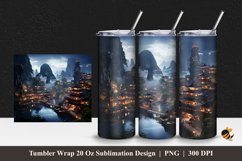 City Landscape Tumbler Wrap Sublimation Design 1 Product Image 1