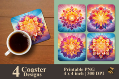 Rainbow Sun Coaster Sublimation Design Product Image 1