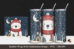 Winter Bear Tumbler Wrap Sublimation Design 1 Product Image 1