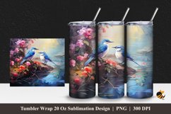 Romantic Bird Tumbler Wrap Sublimation Design 1 Product Image 1