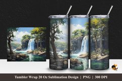 Big Waterfall Abstract Tumbler Wrap Sublimation Design 1 Product Image 1