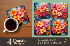Tropical Summer Floral Coaster Sublimation Design Product Image 1