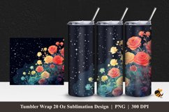Night Flower Tumbler Wrap Sublimation Design 1 Product Image 1