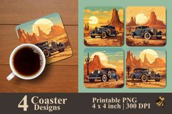 Old Car And Desert Coaster Sublimation Designs Product Image 1
