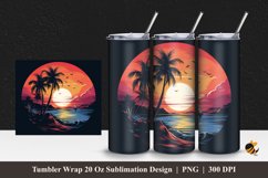 Circular Sunset Beach Tumbler Wrap Sublimation Design 1 Product Image 1