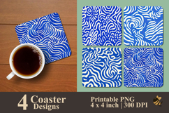Blue Maze Mid Century Coaster Sublimation Design Product Image 1