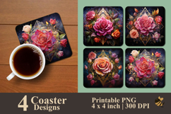 Mystic Geometry Blooming Flower Coaster Sublimation Design Product Image 1