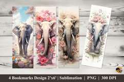 Flowering Elephant Bookmarks Sublimation Design Product Image 1