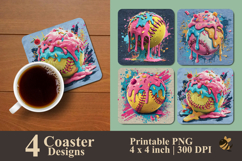 Baseball Melted Coaster Sublimation Design Product Image 1