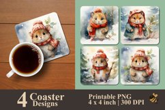 Cute Winter Hamster Coaster Sublimation Designs Product Image 1