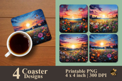 Wildflower Dreamscape Coaster Sublimation Design Product Image 1