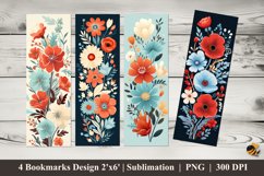 Retro Floral Bookmarks Sublimation Design Product Image 1
