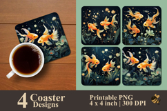 Playful Goldfish Underwater Coaster Sublimation Design Product Image 1