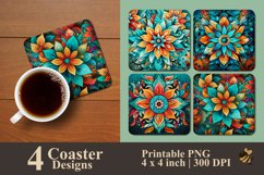 Mandala Flower Coaster Sublimation Designs Product Image 1