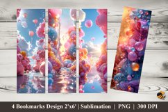 Pink Bubbles Bookmarks Sublimation Design Product Image 1