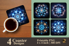Celestial Mandala Glow Coaster Sublimation Design Product Image 1