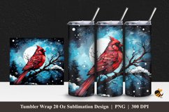 Winter Red Cardinal Tumbler Wrap Sublimation Design 1 Product Image 1