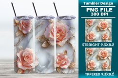 3D Rose Tumbler 20oz skinny wrap design, Tumbler design Product Image 1