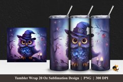 Magician Owl Tumbler Wrap Sublimation Design 1 Product Image 1