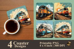 Handdrawn Train Coaster Sublimation Designs Product Image 1