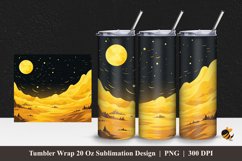 Yellow Moon Tumbler Wrap Sublimation Design 1 Product Image 1