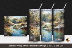 River Bank Tumbler Wrap Sublimation Design 1 Product Image 1