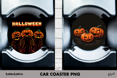 Monster Pumpkin Car Coaster. Halloween Car Coaster PNG Product Image 1