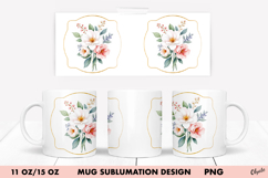 Watercolor Flower Mug Wrap. 11 OZ, 15 OZ Mug Product Image 1